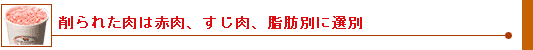 肉の表面を手作業でトリミング